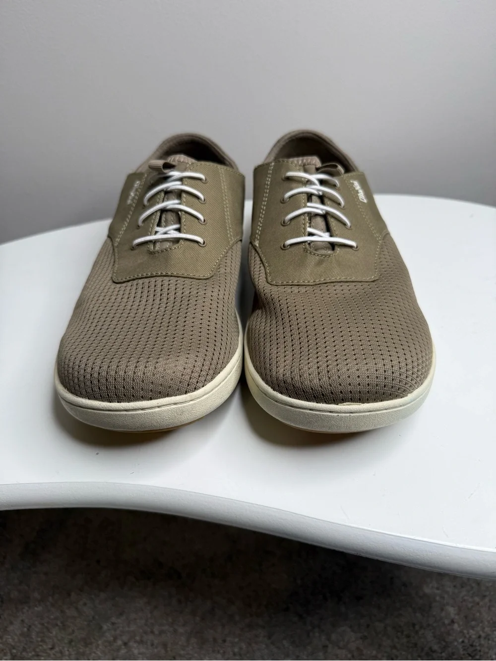 OluKai Men's Olive Taupe Slip-On Loafers with Cream Sole